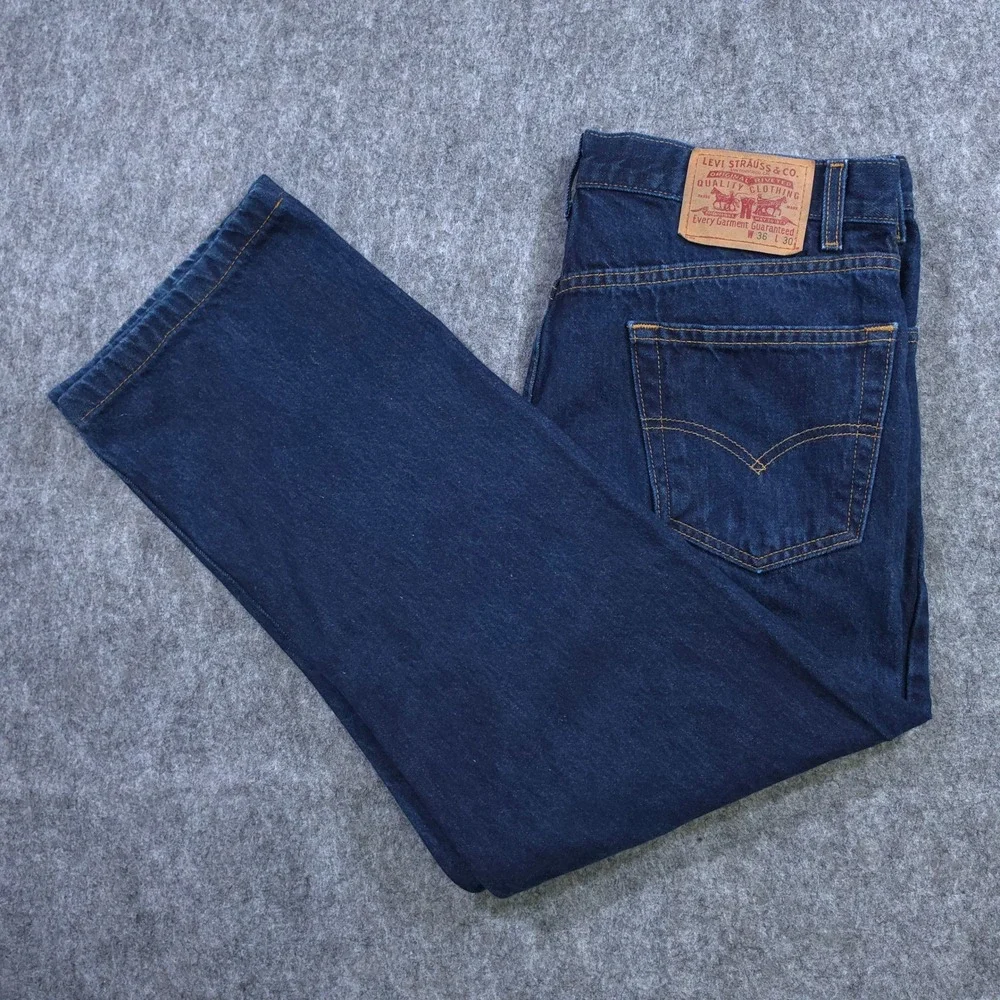 Vintage Levi's Mens Regular Straight Leg Jeans Dark Wash Indigo Blue 36x30 y2k